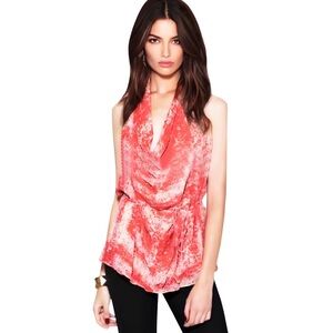 Rachel Zoe Sylvia Halter Blouse Top Size 2 Silk Coral Poppy Chiffon Resort Sexy